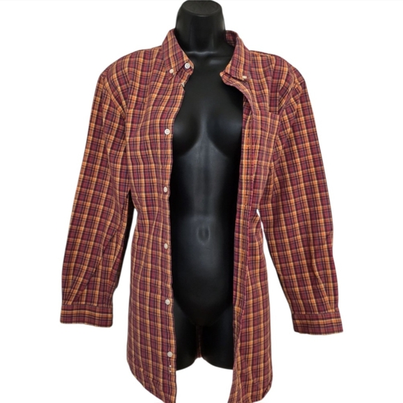 ❤️Talbots Red and Yellow Plaid Shirt☆ - Picture 1 of 3